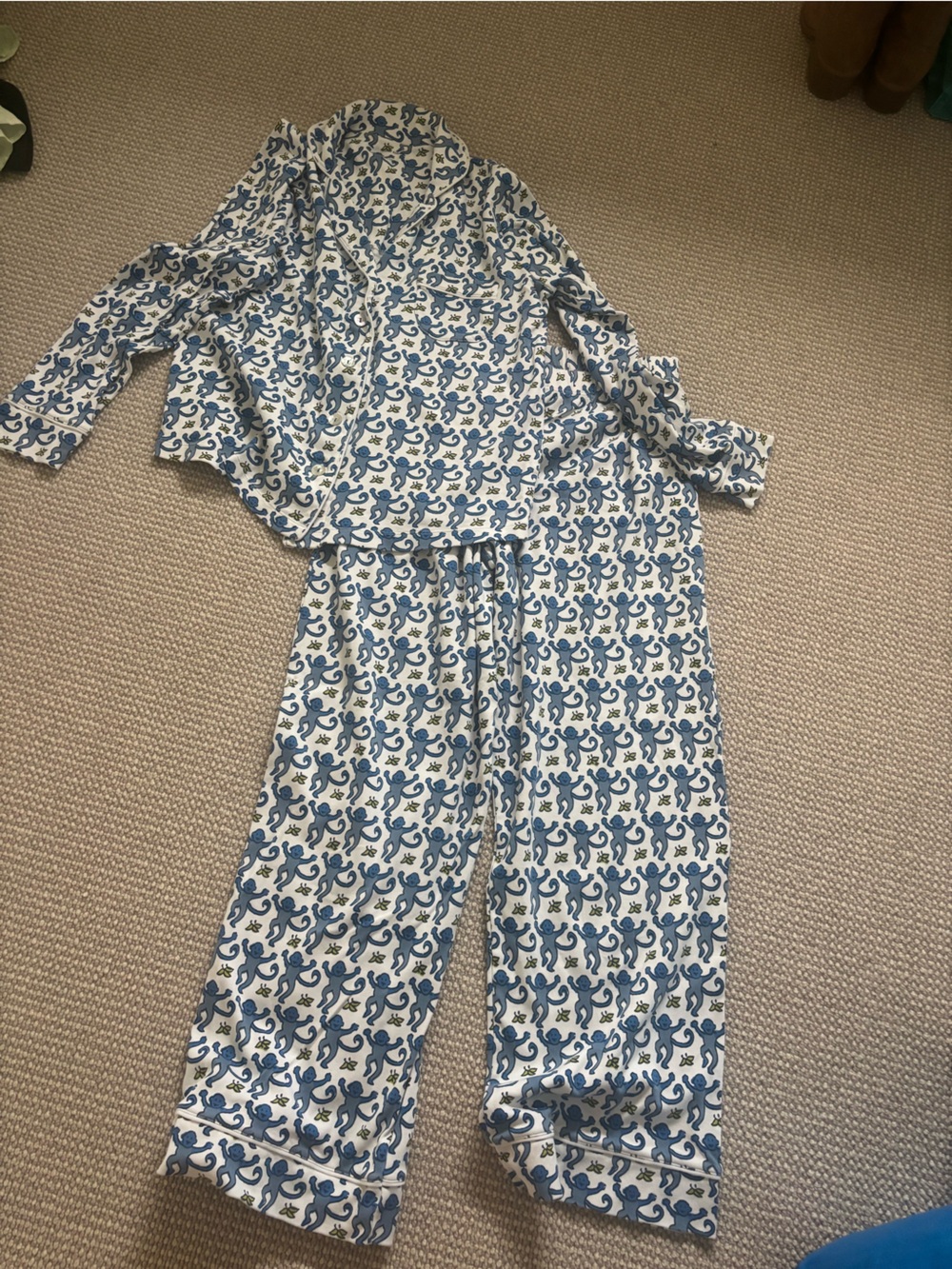 Roller Rabbit Blue & White Printed Pajama Set